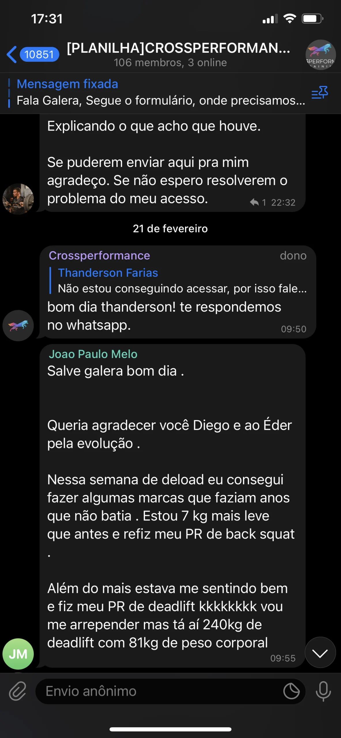 Depoimento de atleta CrossPerformance